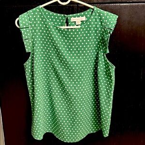 Green Polka Dot Sleeveless Top- Juniors Size XL